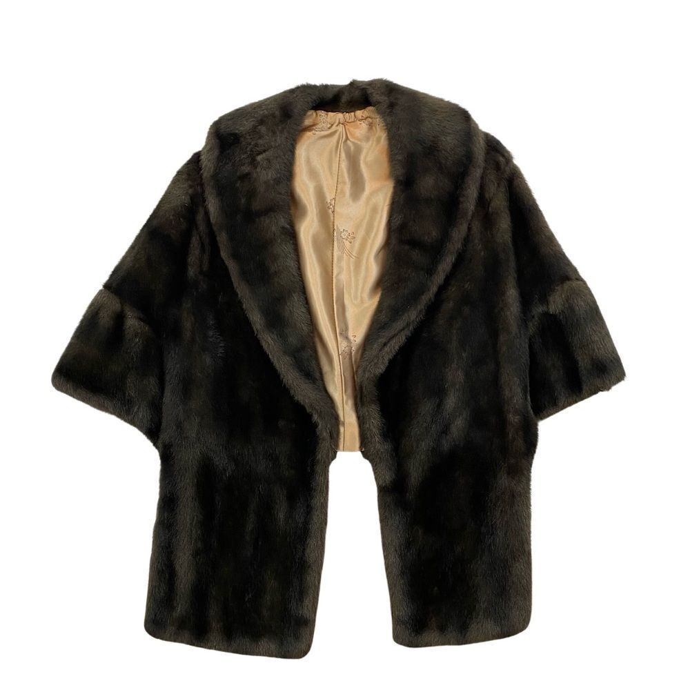 New With Original Tags Vintage Brown Faux Fur Capelet Shawl One Size‎